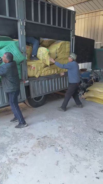 邢台发酵鸡粪，羊粪，有机肥正在卸车中