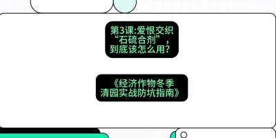 第3节：【核武药剂】爱恨交织的&ldquo;石硫合剂&rdquo;，到底该怎么用？，课程：《经济作物冬季清园&middot;实战防坑指南》#识农AI